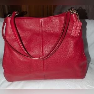 Coach Madison  Phoebe Vibrant  Berry Red Leather Shoulder Bag F 35723